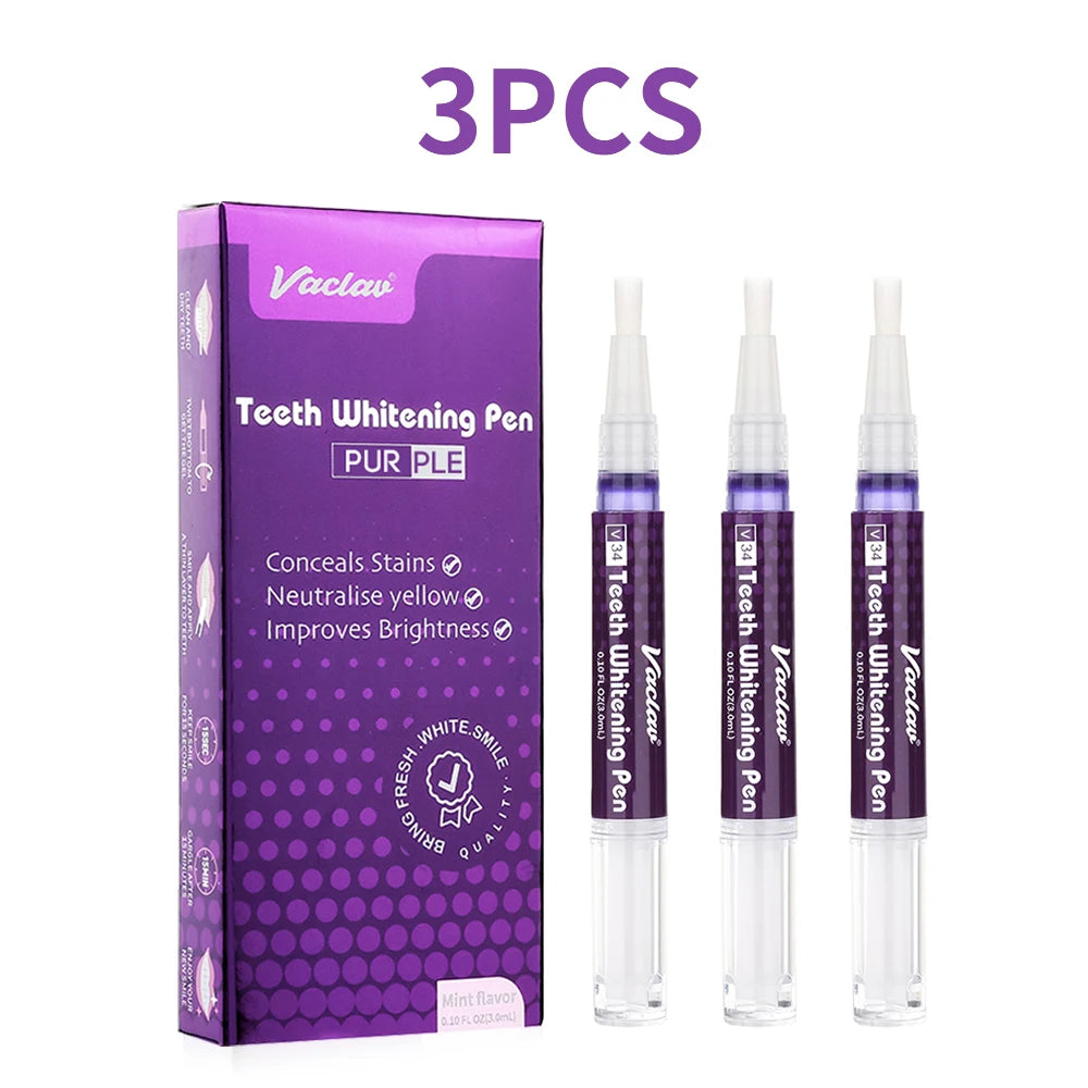 V34 Purple Whitening Gel Pen, Instant Teeth Whitening Pigment Pen for Removing Stains and Restoring Tooth Color