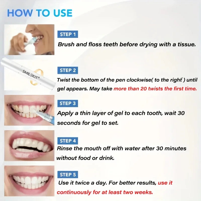 2Pcs*2Ml Whitening Toothbrush Pen Instant Use No-Brush Teeth Cleaning Pen Teeth Brightening and Glossing Care Tool