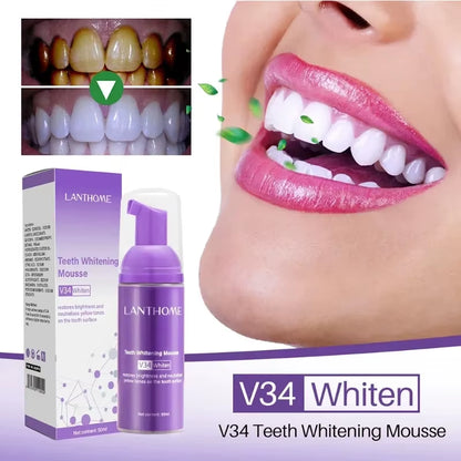 50Ml V34 Mousse Toothpaste Teeth Whitening Removing Yellow Teeth Cleaning Tooth Stain Oral Fresh Tooth Care Product 2024 New