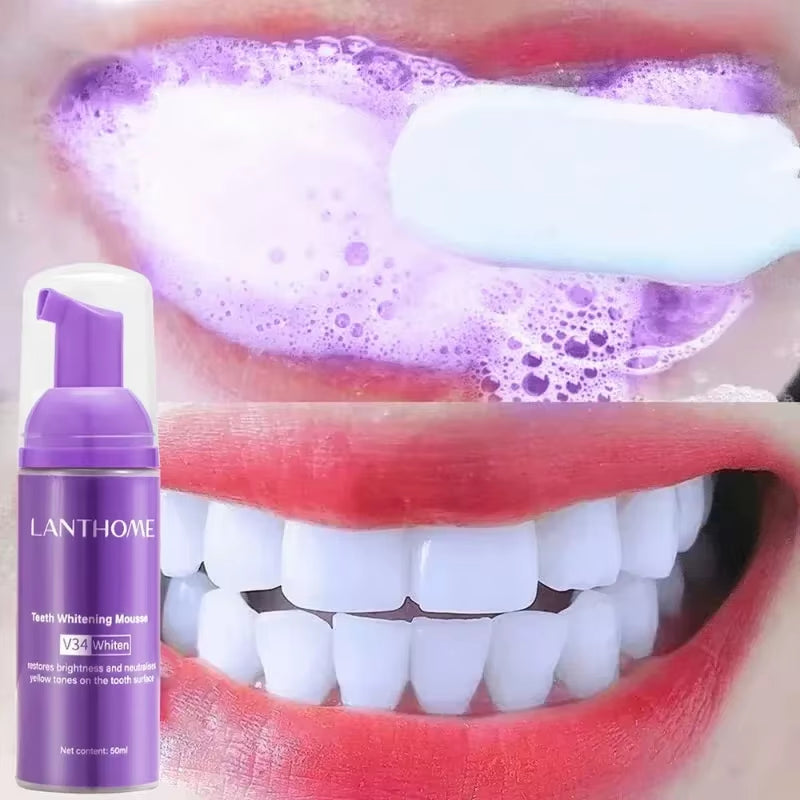 50Ml V34 Mousse Toothpaste Teeth Whitening Removing Yellow Teeth Cleaning Tooth Stain Oral Fresh Tooth Care Product 2024 New