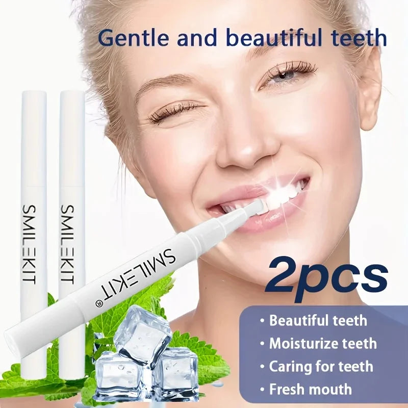 2Pcs*2Ml Whitening Toothbrush Pen Instant Use No-Brush Teeth Cleaning Pen Teeth Brightening and Glossing Care Tool