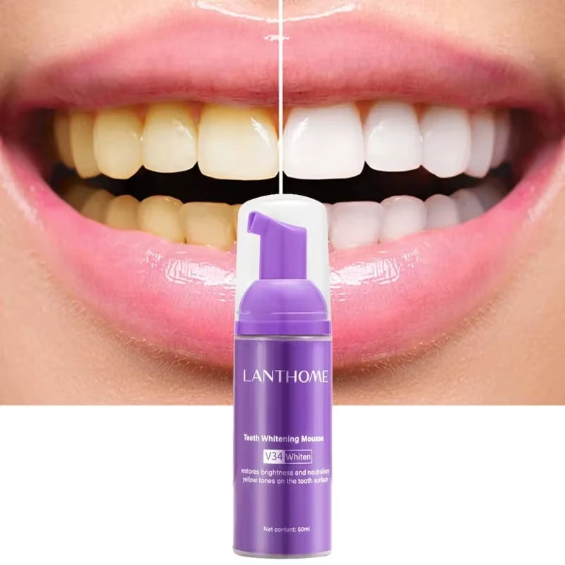 50Ml V34 Mousse Toothpaste Teeth Whitening Removing Yellow Teeth Cleaning Tooth Stain Oral Fresh Tooth Care Product 2024 New